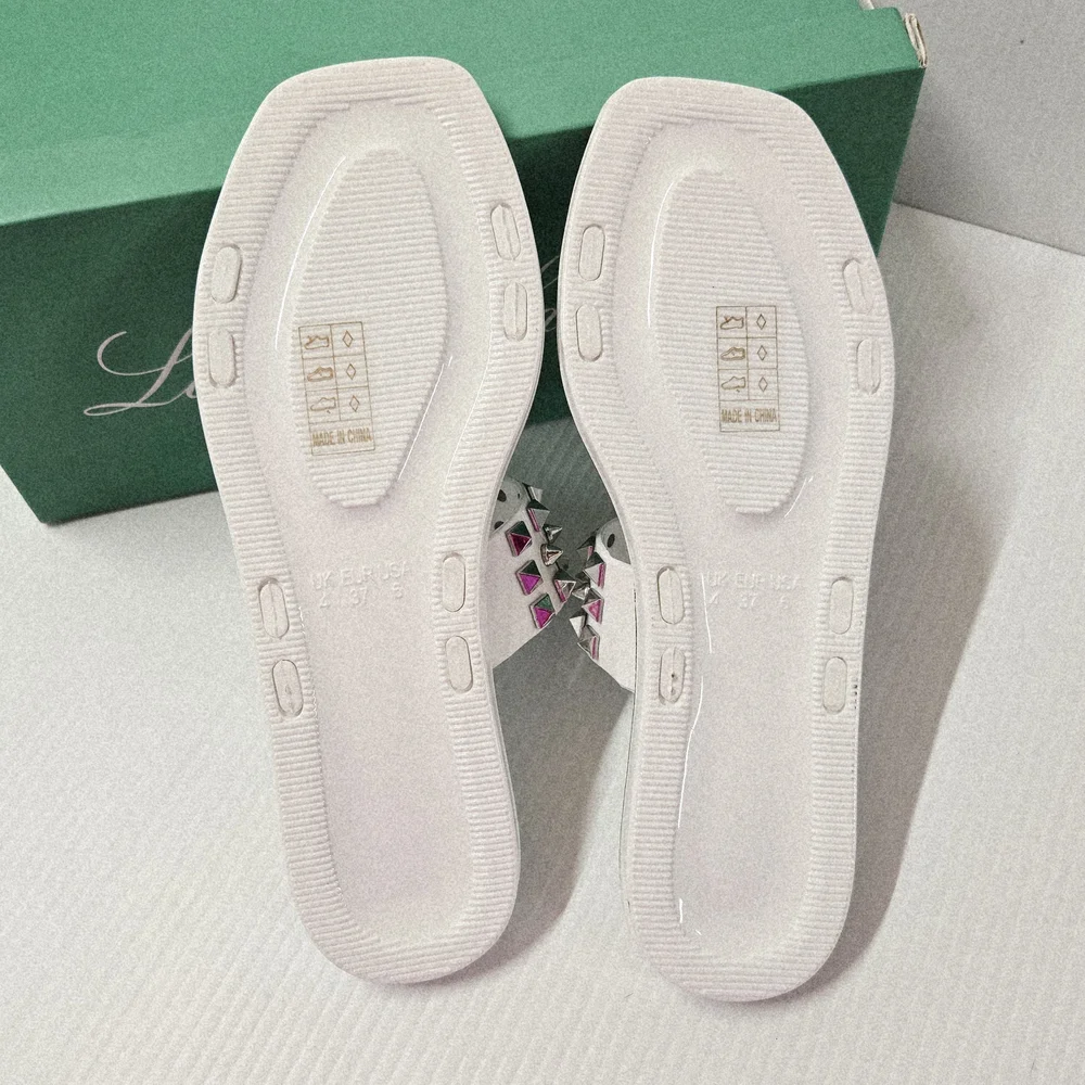 Lauren Lorraine White Studded Sandals